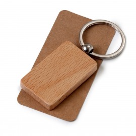 Porte-clés rectangulaire en bois 3x5,2cm