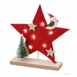 Étoile de Noël rouge avec lumières LED 20cm