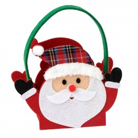 Panier en feutre du Père Noël avec chapeau à carreaux 16x19x6,5cm