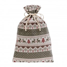 Bolsa de tela con cenefas navideña 22x35 cm