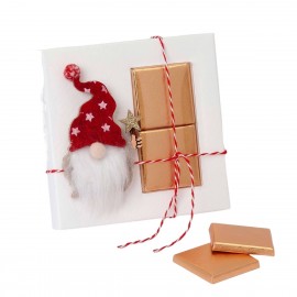 Boîte Blanche avec Gnome, Chocolats et Etoile Dorée 10x10cm