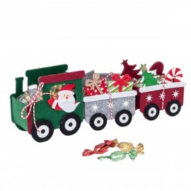 Train en Feutre du Père Noël avec Wagons 27cm