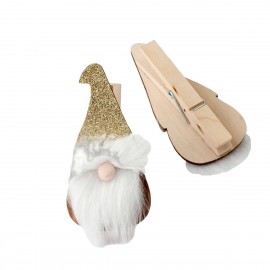 Gnome en bois avec chapeau doré Accessoire de Noël