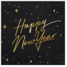 20 Serviettes noires Happy New Year 33 cm