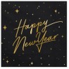 20 Serviettes noires Happy New Year 33 cm