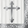 16 Serviettes Croix Argent 33 Cm