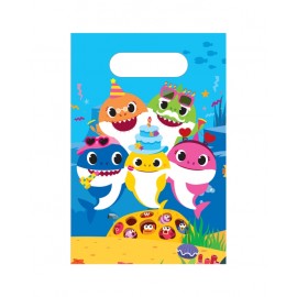 6 Bolsas Baby Shark Papel 23 X 16 cm