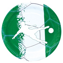 8 Platos Fútbol Verde Blanco