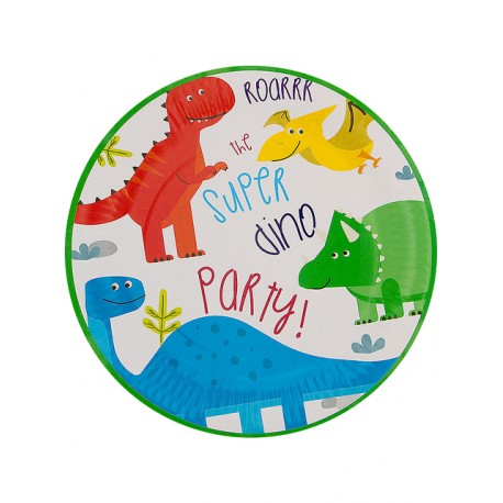 8 Platos Dinosaurs Party 23 cm