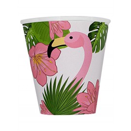 8 Gobelets Tropicaux Flamants Roses