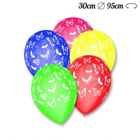 Ballons Ronds Motif Papillon M02 30 cm