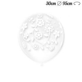 Ballons Ronds Transparent Mariage à Fleurs 32 cm Ballons Ronds Transparent Mariage à Fleurs 32 cm