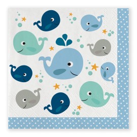 16 Serviettes Baleine 25 cm