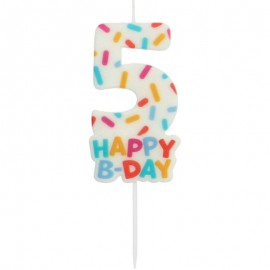 Bougie Cozy Sprinkles Numéro 5 de 7 cm