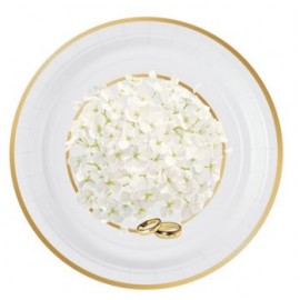 8 Assiettes à fleurs blanches 18 cm