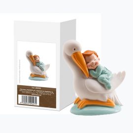 Figurine Cigogne qui Dort avec Enfant 10 cm