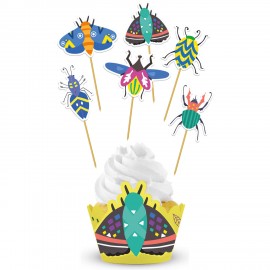 12 Toppers con Envoltorios de Cupcakes Insectos