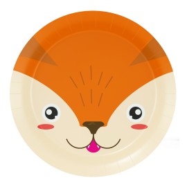 8 Assiettes Renard Visages d'Animaux 18 cm