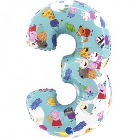 Ballon Chiffre 3 Peppa Pig