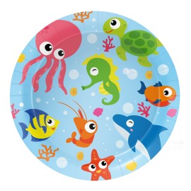 8 Assiettes Océan Fête 18 cm