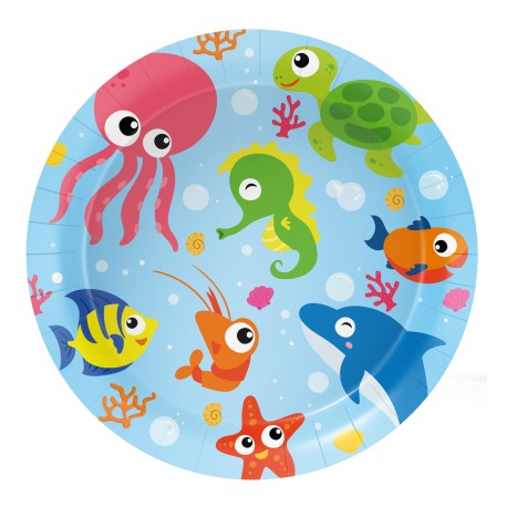 8 Platos Ocean Party 18 cm