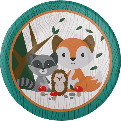 8 Assiettes Animaux de la Forêt 23 cm
