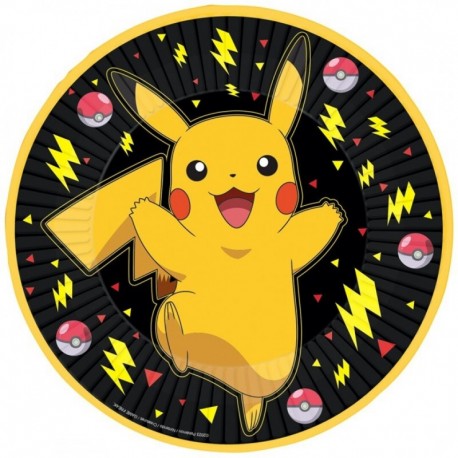 8 Assiettes Pokémon en Carton Ronds 22,8 cm