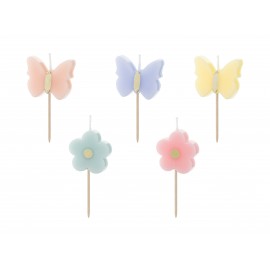 5 Velas Mariposas 3,5 cm