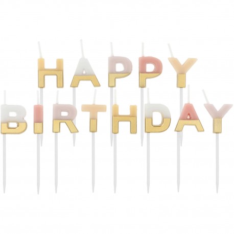13 bougies Happy Birthday Pastel