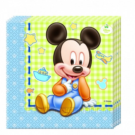 20 Serviettes Baby Mickey 33 cm