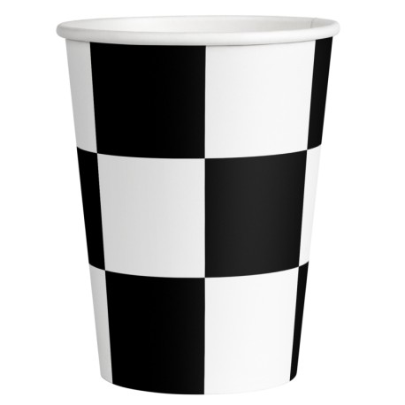 8 Gobelets à Carreaux Noirs et Blancs