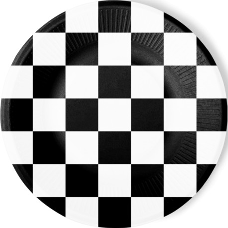 8 Assiettes Noires et Blanches 23 cm