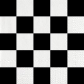 18 Serviettes Noires et Blanches 33 cm