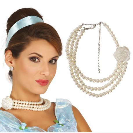 Collar de Perlas con Flor