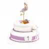 Figurine de Cigogne avec Bébé Fille 10 cm