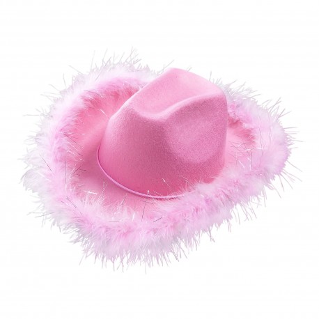 Chapeau de Cow-Girl avec Plumes Roses