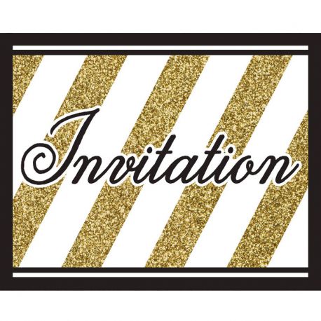 8 Invitations Noir et Or