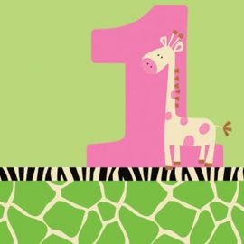 16 Serviettes 1er anniversaire Girafe 25 cm