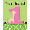 8 Invitations 1er Anniversaire Girafe