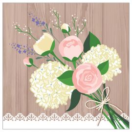 16 Serviettes Rustique Mariage 25 cm