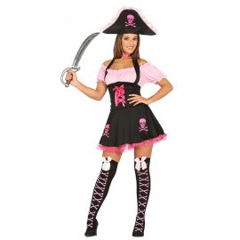 Déguisement de Pirate Rose avec Crâne pour Femme