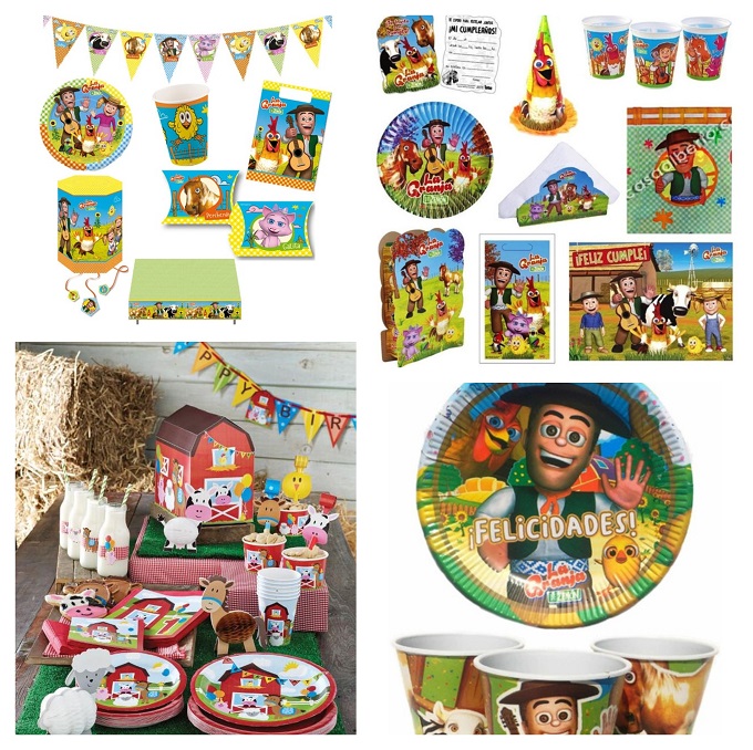 Kit Vaisselle De Fête Tracteur - Anniversaire 3 Ans - 16 Assiettes, Gobelets, Serviettes + Décorations Ballons Et Nappe - Thème Ferme